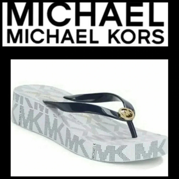 Micheal Kors Bedford Wedge Flip Flops - Picture 1 of 8